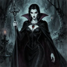 Castlevania female vampire drawn by bernie wrightson, gothic, horror, atmospheric