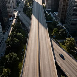 drone shot of i90 highway in chicago