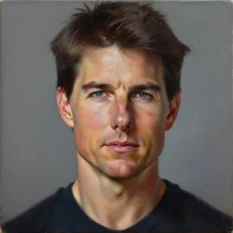 The most beautiful studio portrait of Tom Cruise in the world; trending on artstation; oil on canvas; correct face; extraordinary masterpiece!!!!!!; 8k