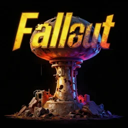 fallout nuclear concept art, black background, vibrant colors, 8 k photorealistic, hd, high details, trending on artstation