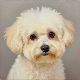 oil painting of a dog girl, cute face