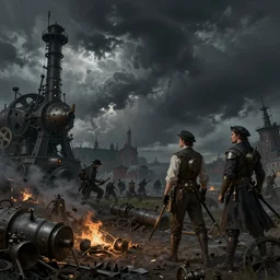 russian revolution 1 9 1 0, evening, after the storm, ominous, steampunk, by rozalski and stanton kenton, artstation