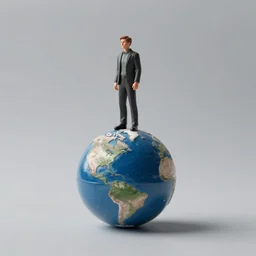 man standing on the top of a sphere realistic 3 5 mm hdr cinematic