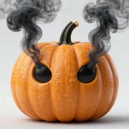pumpkin with black smoke coming from its eyes, high detail, concept art, fantasy art, computer art