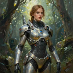 an intricate concept portrait painting of a woman on a sci - fi battle suit in area 5 1 undergrowth, style ivan talavera and artgerm, radiant lighting, hyper realistic, photorealistic, octane render, artstation, cgsociety, cinematic light, global illumination, sci - fi