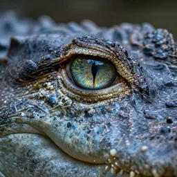 macro photography of a cybernetic crocodile eye