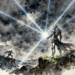 concept art in comiket cosplay, pinterest, artstation trending, behance, watercolor, by coby whitmore, silver, laser light,