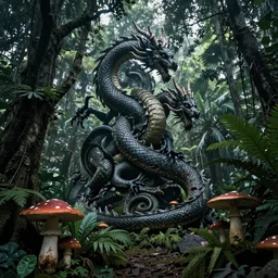 🐉🐲🌳🌴🍄 dark, photo realism, 8k