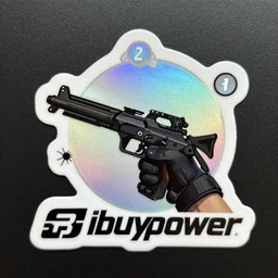 csgo sticker, team ibuypower, katowice 2 0 1 4 competition sticker, holo sticker, inspect in inventory image, highly detailed digital art, neon colors, highly saturated, made by valve corporation