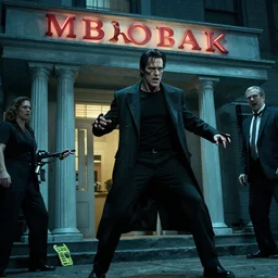Micheal Morbius robbing a bank