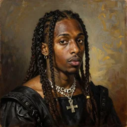 A Renaissance portrait painting of Playboi Carti, oil on canvas