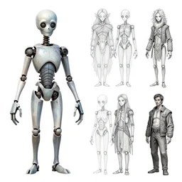 cursed puppet design, character sheet, Moebius, Greg Rutkowski, Zabrocki, Karlkka, Jayison Devadas, Phuoc Quan, trending on Artstation, 8K, ultra wide angle, zenith view, pincushion lens effect