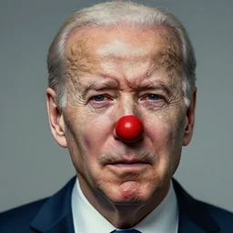 fantasy art 4 k ultra detailed realiatic hyper accurate photo dementia joe biden sad crying tears waterworks runny clown red nose