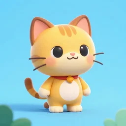 cat in the style little big planet, 3 d, cute, illustration, cute, very detailed