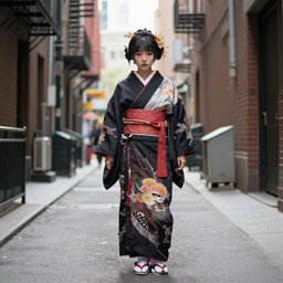 photoreal kodama standing in a new york alley