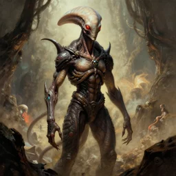 exquisite imaginative alien creature poster art, humanoid, movie art, by lucusfilm, weta studio, alphonso mucha, james jean, frank frazetta, 8 k, denoised