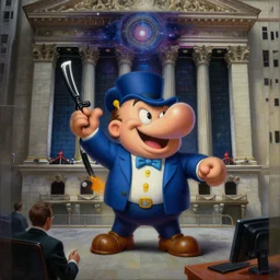 leisure suit larry on the trading floor of the chicago stock exchange, cosmic horror painting, elegant intricate digital painting artstation concept art by mark brooks and brad kunkle detailed