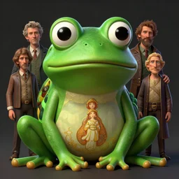 anthropomorphic highly detailed group portrait of funny pepe the frog neon giant cute eyes frog, intricate, elegant, highly detailed, digital painting, artstation, concept art, smooth, sharp focus, illustration, art by artgerm, bob eggleton, michael whelan, stephen hickman, richard corben, wayne barlowe, trending on artstation and greg rutkowski and alphonse mucha, 8 k