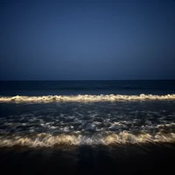 a photo of the ocean at midnight
