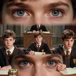 sharp, detailed, high quality frame from a 2 0 2 0 sci fi color movie, set in 1 9 5 5 in an alternate universe, mid distant shot of three students in a lesson on magic, at the'school of science and magic ', good cinematic lighting, in focus, detailed eyes, realistic faces and details, award winning lighting