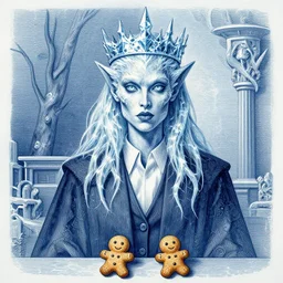 Thermalcore a demonic Frosty whilst wearing Crown Of Ice lawyer Jenny Frankino portrait portrait Face eyes Wearing Snickerdoodles on her Calves in July Intaglio Brushstrokes by tom bagshaw Anato Finnstark Ismail Inceoglu