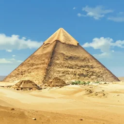 a stunning desert landscape with a pyramid by makoto shinkai