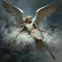 illustration, quetzalcoatl, inhumanly long and thin limbs, fallen angel, Barthin, by Peter Mohrbacher, hyper detailed, otherworldly, octane rendered, fantasy, heavenly