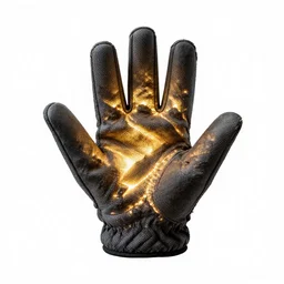 glowing mittens, photorealistic, isolated on a pure white background, centered, entire object in frame, sharp focus, soft studio lighting
