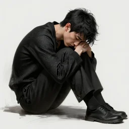 a sad man, black clothes. mourning, grieving. intricate, elegant, highly detailed, digital painting, artstation, concept art, sharp focus, illustration, by justin gerard and artgerm, 8 k