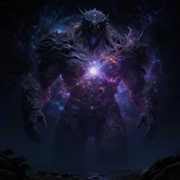 a celestial giant, deep colours, dark fantasy, unreal engine, realistic, fantasy,