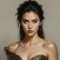 photorealistic portrait of a young butch latina professional woman, handsome, female, masculine, upper body, fantasy, fierce, sharp features, intricate, elegant, highly detailed, digital painting, artstation, concept art, matte, sharp focus, illustration, art by artgerm and greg rutkowski and alphonse mucha