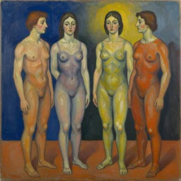 an acrylic painting of humans by Pinchus Kremegne and Mihály Zichy