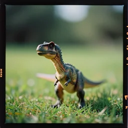 kodak portra 4 0 0, wetplate, 5 0 mm leica summicron f 1. 2, award - winning colour portrait by britt marling : sunlit view of a tiny dinosaur standing on grass