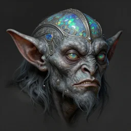 anthropomorphic d 2 0 goblin head in opal darkiron bob ross grey wide head, intricate, elegant, highly detailed monster, digital painting, artstation, concept art, sharp focus, illustration, art by artgerm, bob eggleton, michael whelan, stephen hickman, richard corben, wayne barlowe, greg rutkowski, alphonse mucha, 8 k