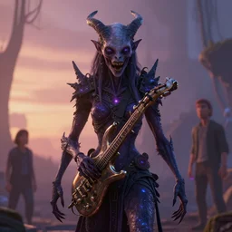 new age jazz daemon at dawn, dripping with cosmic terror, unreal engine 5 render art directed by michael whelan and david mattingly and pixar, candid photography, highly detailed, 8 k uhd, unreal engine 5, character concept, 8 k hyperdetailed matte painting, artstation
