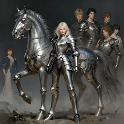 portrait full body girl metal armor and metal horse poses valhala dream by gaston bussiere, anna nikonova aka newmilky, greg rutkowski, yoji shinkawa, yoshitaka amano, moebius, donato giancola, geoffroy thoorens, concept art, trending on artstation, featured on pixiv, cinematic composition, 8 k