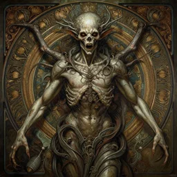 the platonic ideal of malebolgia spawn, detailed, intricate, hyperrealism, intense, scary by artgerm and greg rutkowski and alphonse mucha