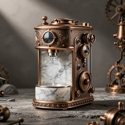 water dispenser, marble, steampunk, bronze, intricate, detailed, elegant, octane render, product design