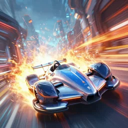 screenshot from a futuristic sci - fi hovercar racing ps 4 videogame. award winning. energetic, lively electrifying, dramatic, expressive, lucid, striking, graphic, resplendent, potent.