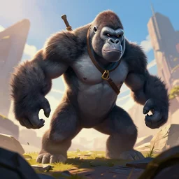 gorilla as an apex legends character digital illustration portrait design by, mark brooks and brad kunkle detailed, gorgeous lighting, wide angle action dynamic portrait