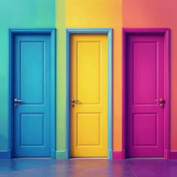 Multicolor doors to another dimension, trending on artstation, digital art, 8K