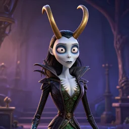 loki in the art style of corpse bride, pixar, unreal engine render, soft radiant highlight, detailed background, digital art