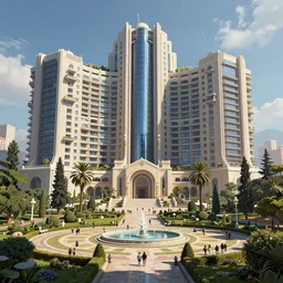 a highly detailed matte painting of a cyberpunk brutalist massive building in front!! of a beautiful greek plaza park!!, by artgerm, by wlop, by greg rutkowski, volumetric lighting, octane render, 4 k resolution, trending on artstation, masterpiece