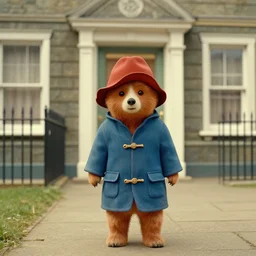 paddington bear in the style of wes anderson