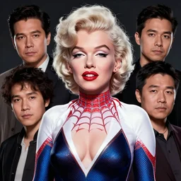 portrait of marilyn monroe as spider - gwen, art by lois van baarle and loish and ross tran and rossdraws and sam yang and samdoesarts and artgerm, middle shot, digital art, highly detailed, intricate, sharp focus, trending on artstation hq, deviantart, unreal engine 5, 4 k uhd image