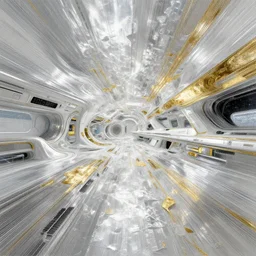 a futuristic spaceport by cy Twombly   BASTIEN LECOUFFE DEHARME, silver White and gold, iridescent, volumetric lighting