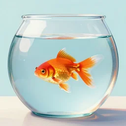 a goldfish in a bowl, digital art