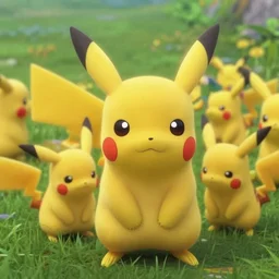 Stills from National Geographic documental depicting a pack of wild Pikachu in their natural habitat, award winning 4k pictures