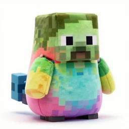 squishmallow of a minecraft zombie, squishmallow, cute, plushie, soft, colorful, 4 k, detailed