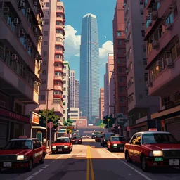 streets in hong kong, legend of mana art style, pixelart
